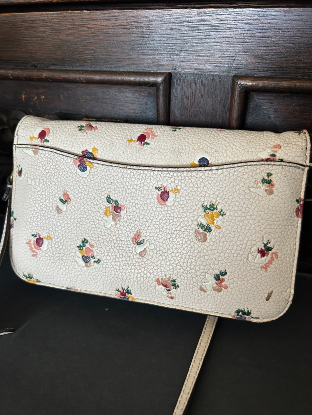 Coach Cream Floral Pebbled Leather Crossbody Bag with Gold-Tone 'C' - Picture 6 of 17